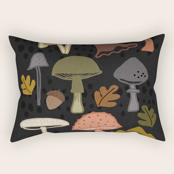 Wild Mushrooms - night Rectangular Pillow Gallery Image 2