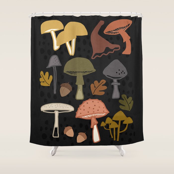 Wild Mushrooms - night Shower Curtain Gallery Image 1