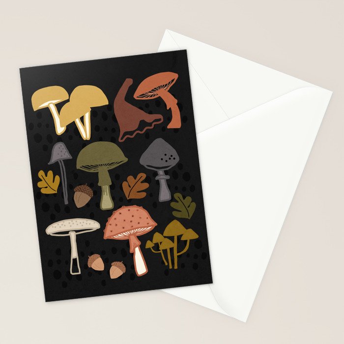 Wild Mushrooms - night Stationery Card Gallery Image 2