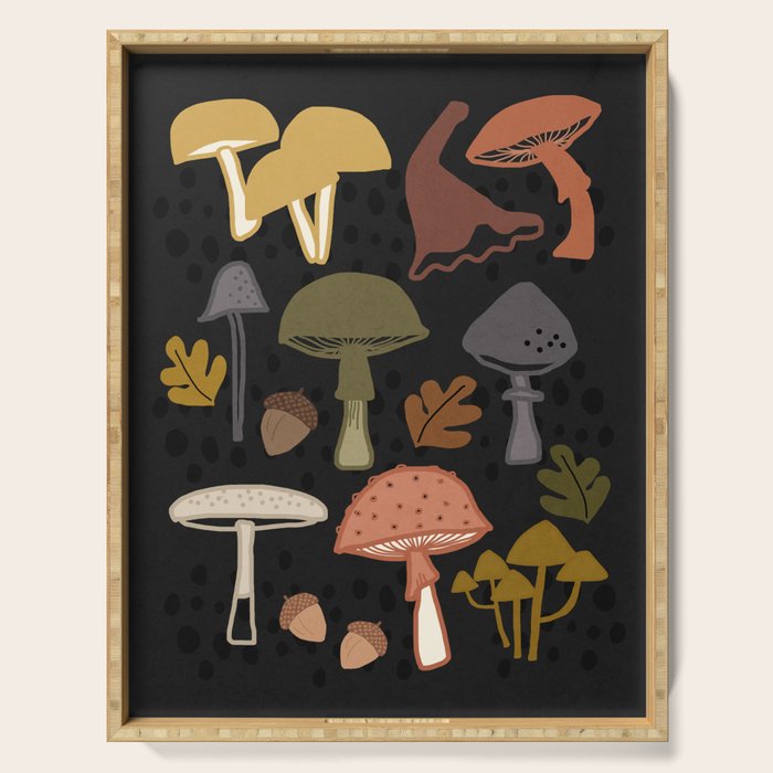 Wild Mushrooms - night Serving Tray Gallery Image 1