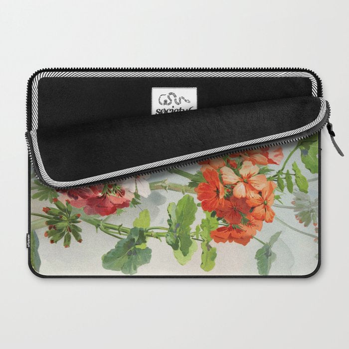 Panneaux de Fleurs  1900 Watercolor Geranium Illustration Laptop Sleeve Gallery Image 2