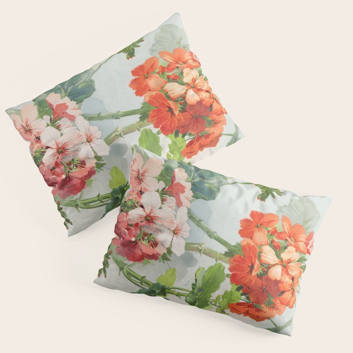 Panneaux de Fleurs  1900 Watercolor Geranium Illustration Pillow Sham Gallery Image 3