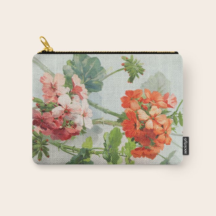 Panneaux de Fleurs  1900 Watercolor Geranium Illustration Carry All Pouch Gallery Image 1