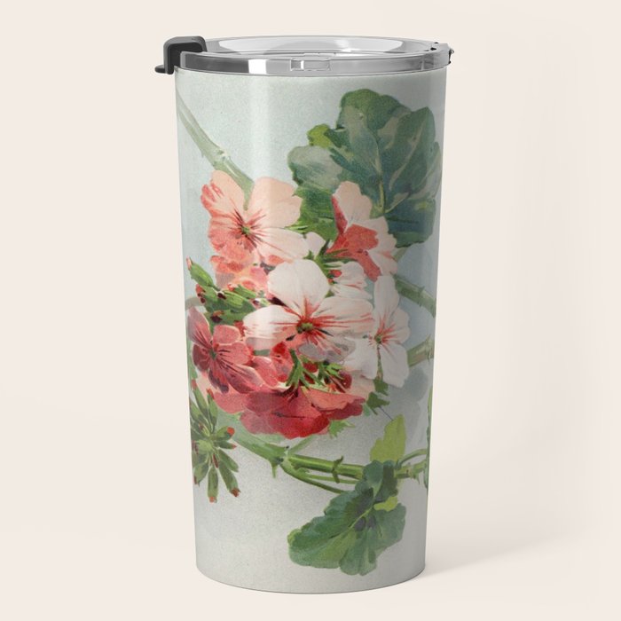 Panneaux de Fleurs  1900 Watercolor Geranium Illustration Travel Mug Gallery Image 3