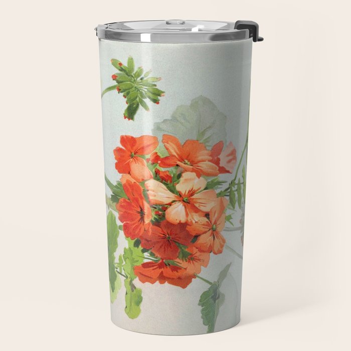 Panneaux de Fleurs  1900 Watercolor Geranium Illustration Travel Mug Gallery Image 2