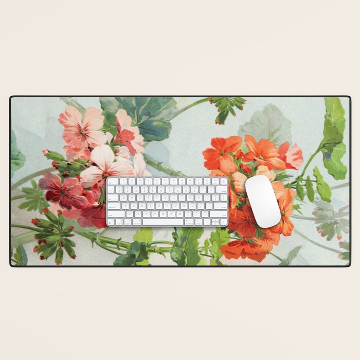 Panneaux de Fleurs  1900 Watercolor Geranium Illustration Desk Mat Gallery Image 1
