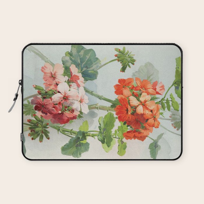 Panneaux de Fleurs  1900 Watercolor Geranium Illustration Laptop Sleeve Gallery Image 1