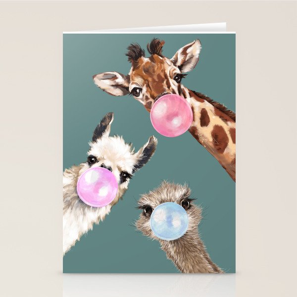 Bubble Gum Gang Dark Green Stationery Card Gallery Image 2