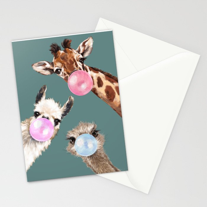 Bubble Gum Gang Dark Green Stationery Card Gallery Image 2