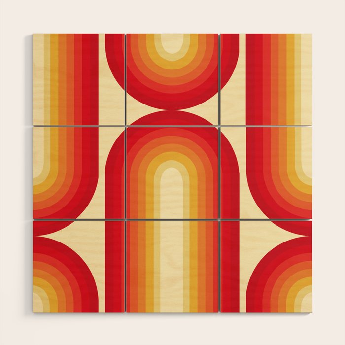 70s Retro Sun Wood Wall Art Gallery Image 1