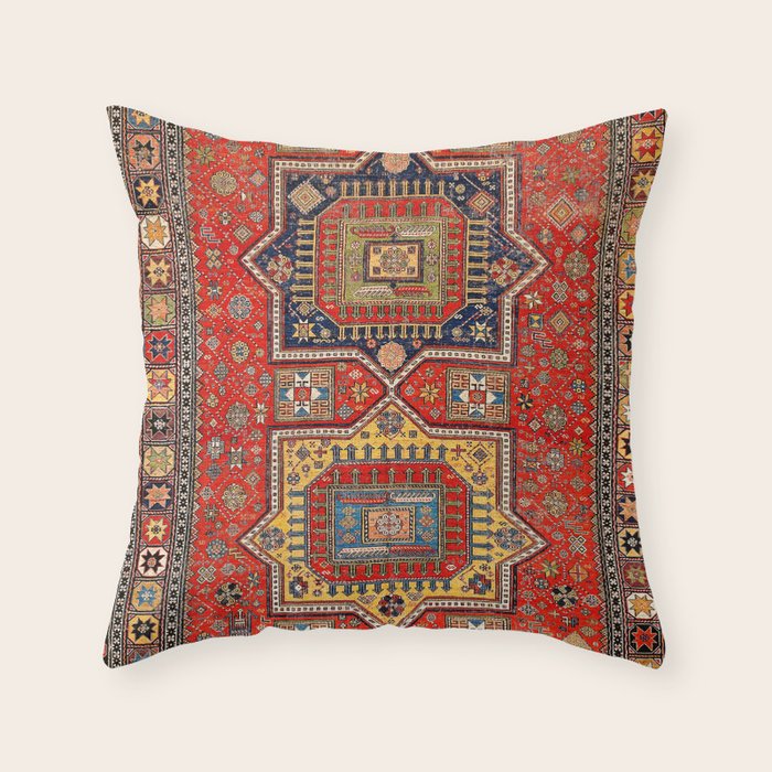 Kuba Sumakh East Caucasus Rug Print Throw Pillow Gallery Image 1