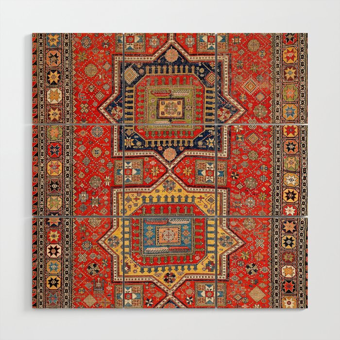Kuba Sumakh East Caucasus Rug Print Wood Wall Art Gallery Image 1