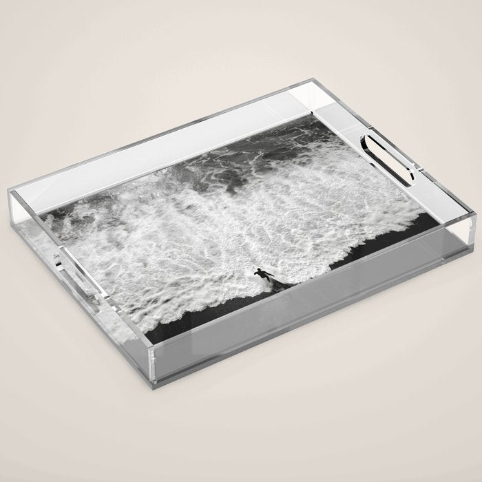 Surfer and Shore - Aerial Ocean Fine Art Print Acrylic Tray Gallery Image 1