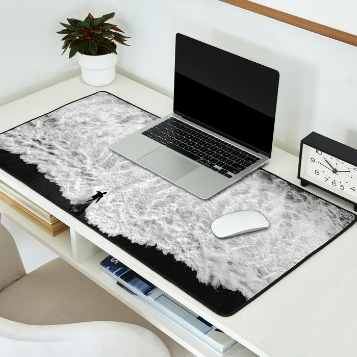 Surfer and Shore - Aerial Ocean Fine Art Print Desk Mat Gallery Image 2