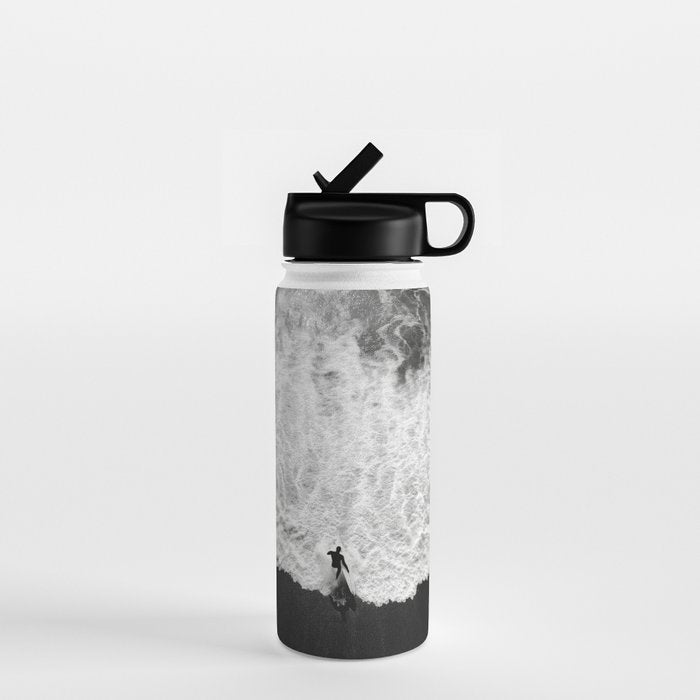 Surfer and Shore - Aerial Ocean Fine Art Print Water Bottle Gallery Image 1