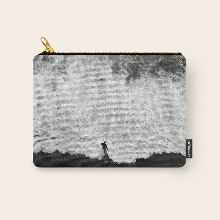 Surfer and Shore - Aerial Ocean Fine Art Print Carry All Pouch Gallery Image 1