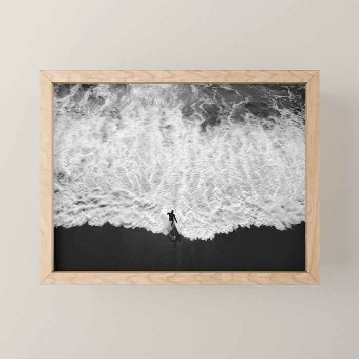 Surfer and Shore - Aerial Ocean Fine Art Print Mini Art Print Gallery Image 1