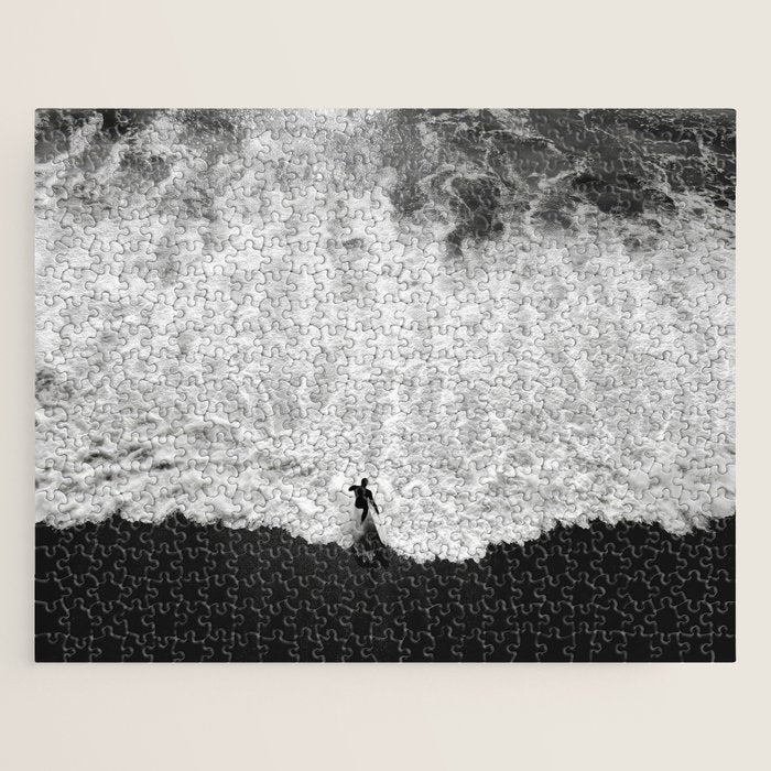 Surfer and Shore - Aerial Ocean Fine Art Print Jigsaw Puzzle Gallery Image 1