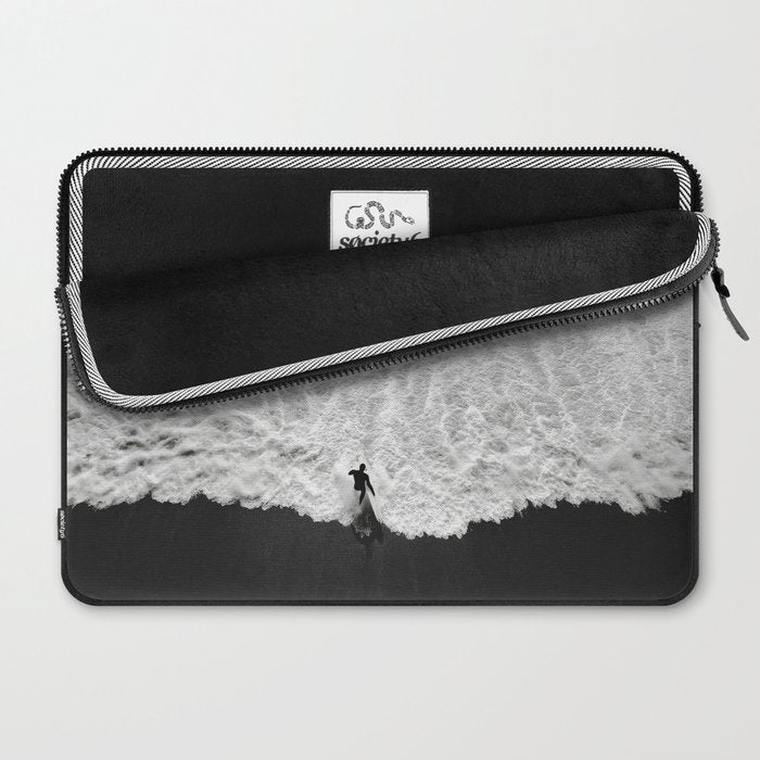 Surfer and Shore - Aerial Ocean Fine Art Print Laptop Sleeve Gallery Image 2
