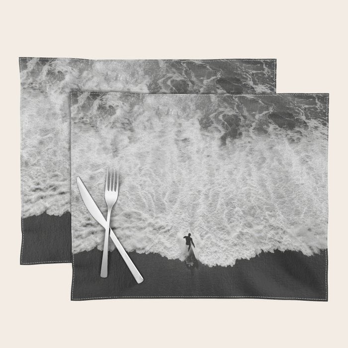 Surfer and Shore - Aerial Ocean Fine Art Print Placemat Gallery Image 1