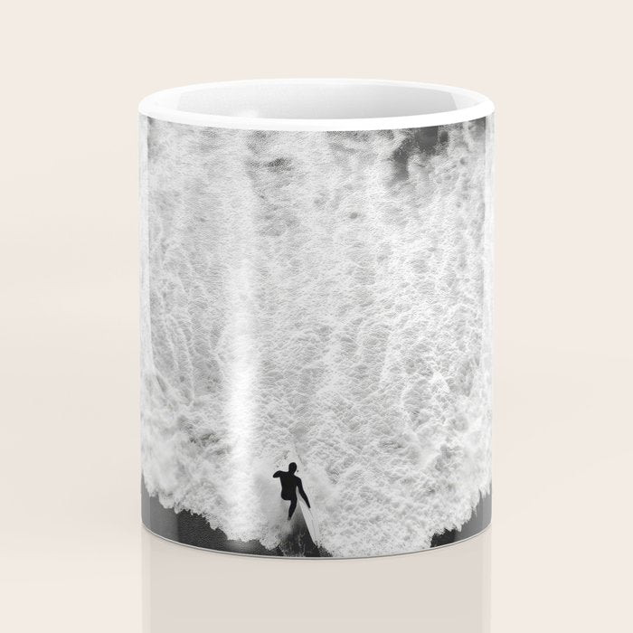 Surfer and Shore - Aerial Ocean Fine Art Print Coffee Mug Gallery Image 4