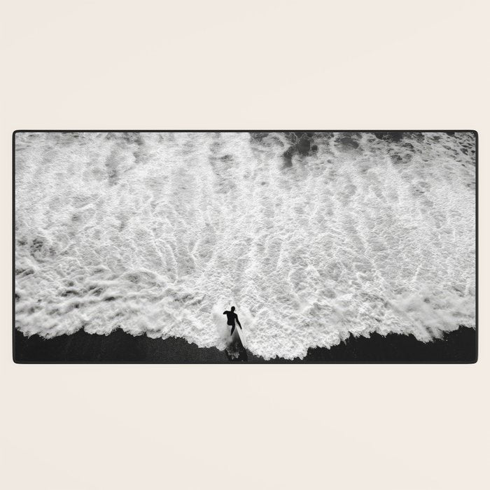 Surfer and Shore - Aerial Ocean Fine Art Print Desk Mat Gallery Image 3