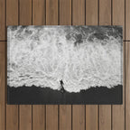 Surfer and Shore - Aerial Ocean Fine Art Print Outdoor Rug Gallery Image 1