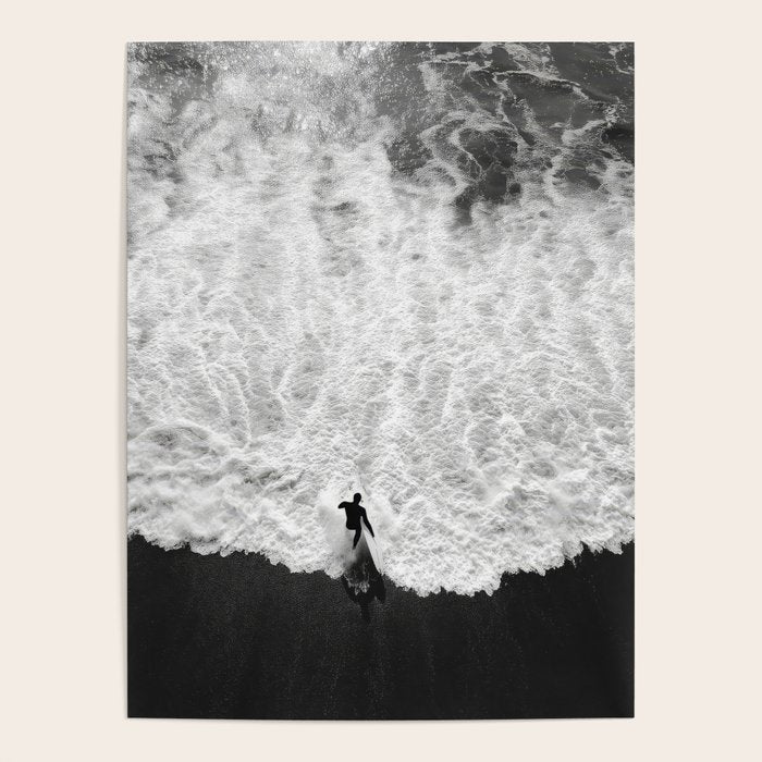 Surfer and Shore - Aerial Ocean Fine Art Print Poster Gallery Image 4
