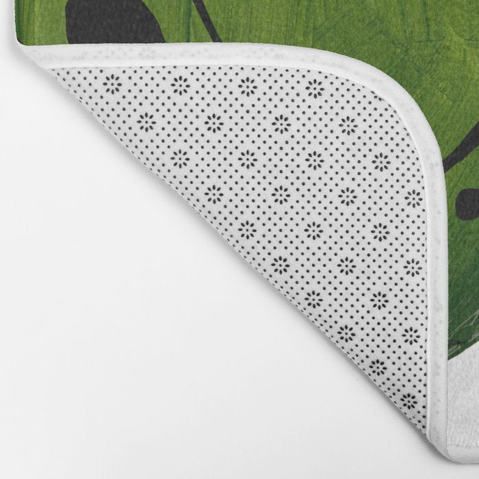 Modern Mid Century Fun Colorful Abstract Minimalist Painting Olive Green Yellow Ochre Buns Bath Mat Gallery Image 2
