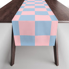 Checkered Triplet Mixed Check Pattern in Pastel Pink and Light Orange Table Runner Gallery Image 1