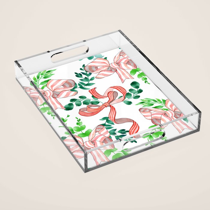 Whimsical Cheerful Bows Plants II Acrylic Tray Gallery Image 1