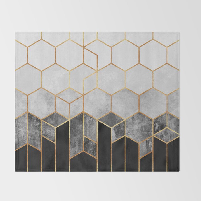 Charcoal Hexagons Throw Blanket Gallery Image 2