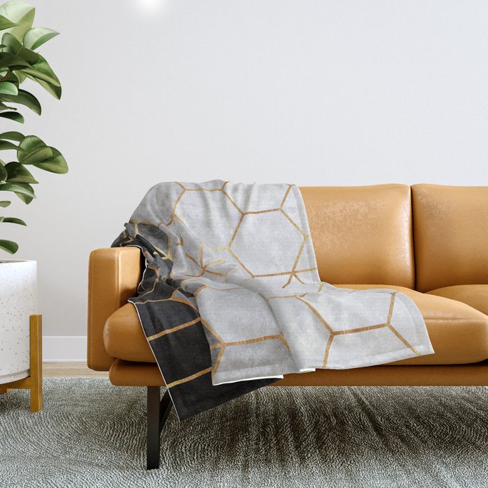 Charcoal Hexagons Throw Blanket Gallery Image 1