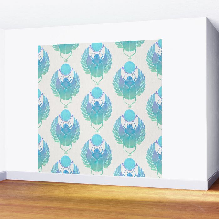 Egyptian Scarab - Turquoise OmbrÃ© Wall Mural Gallery Image 2