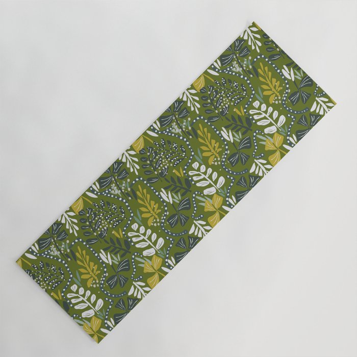 Cozy collection: mix and match happy florals Green leaves love Yoga Mat Gallery Image 1