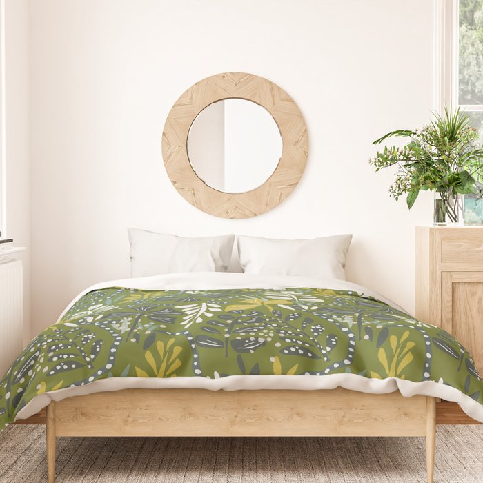 Cozy collection: mix and match happy florals Green leaves love Duvet Cover Gallery Image 3