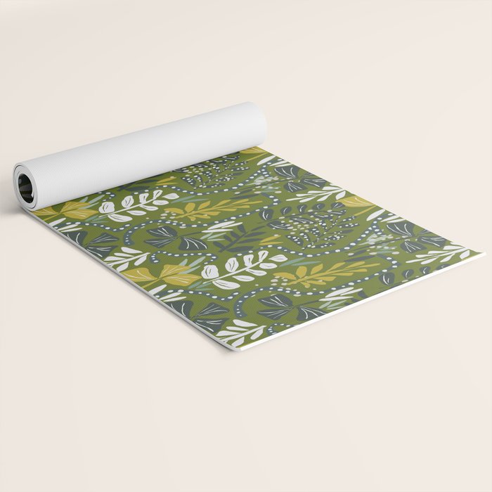 Cozy collection: mix and match happy florals Green leaves love Yoga Mat Gallery Image 2
