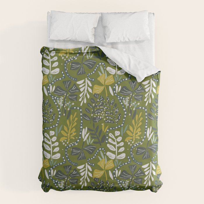 Cozy collection: mix and match happy florals Green leaves love Duvet Cover Gallery Image 6