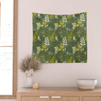 Cozy collection: mix and match happy florals Green leaves love Wall Tapestry Gallery Image 2