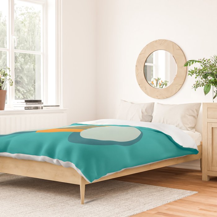 Lucky Bee - Cute Retro Minimalism in Orange and Turquoise Duvet Cover Gallery Image 2