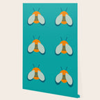 Lucky Bee - Cute Retro Minimalism in Orange and Turquoise Wallpaper Gallery Image 2