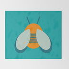 Lucky Bee - Cute Retro Minimalism in Orange and Turquoise Throw Blanket Gallery Image 2