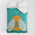 Lucky Bee - Cute Retro Minimalism in Orange and Turquoise Comforter Gallery Image 6