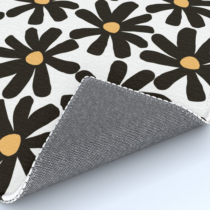 Retro modern black daisies  Rug Gallery Image 4