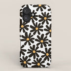 Retro modern black daisies  iPhone Case Gallery Image 1