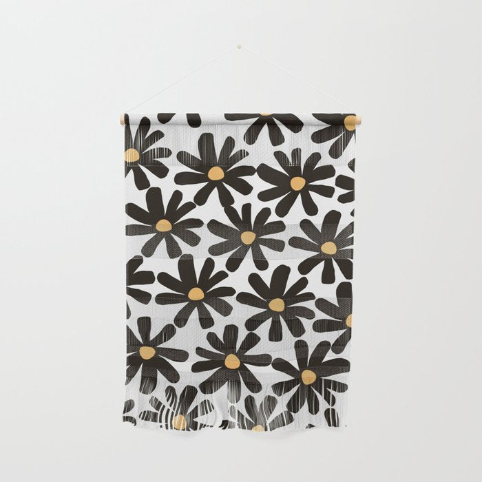 Retro modern black daisies  Wall Hanging Gallery Image 1