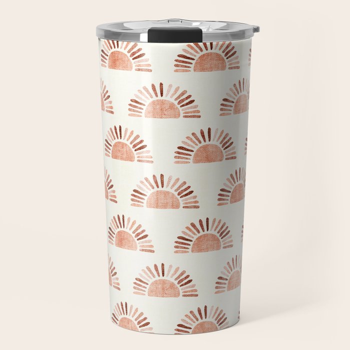 block print suns - multi colored terra cotta Travel Mug Gallery Image 1