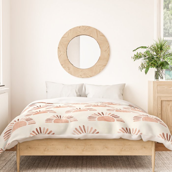 block print suns - multi colored terra cotta Duvet Cover Gallery Image 3