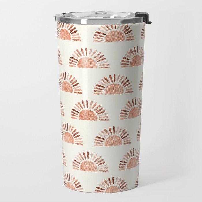 block print suns - multi colored terra cotta Travel Mug Gallery Image 2