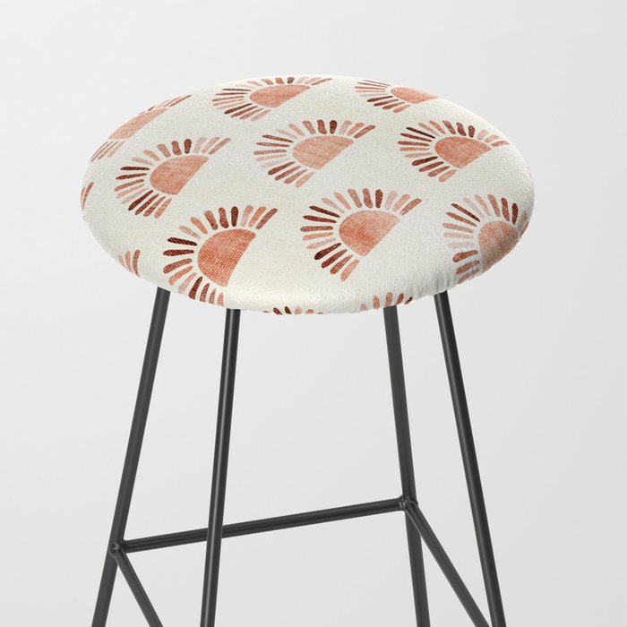 block print suns - multi colored terra cotta Stool Gallery Image 2